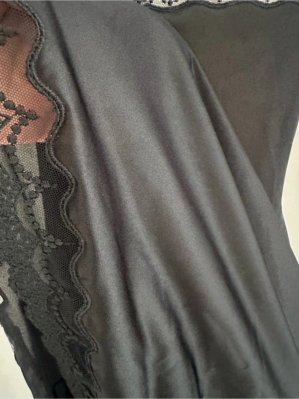 New La Perla Vintage Black Lace-Trim Slip Dress